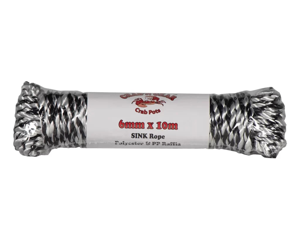 Crab n Gear Sinking Crab Pot Rope 6mm X 10m Black/White
