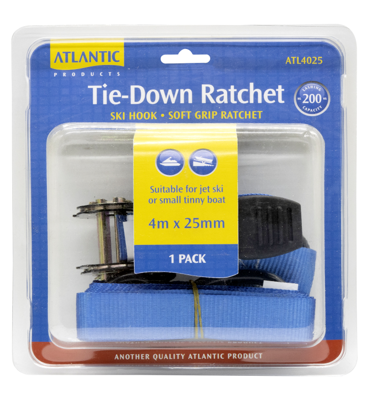 Atlantic Tie Down Ratchet Strap Single 25mm x 4m - 200kg