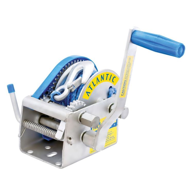 Atlantic Marine Trailer Winch With Dyneema Rope 1000kg 10:1/5:1/1:1 6mm X 7.5m With Snap Hook