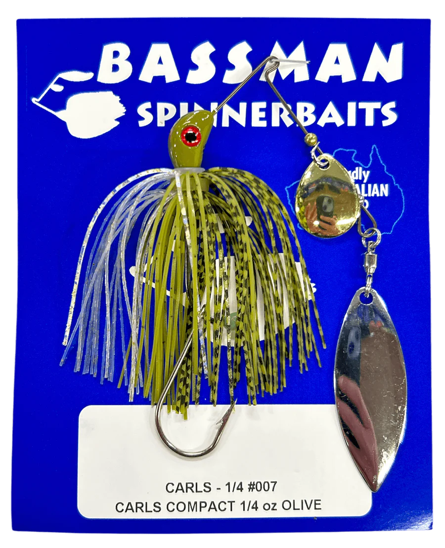 Bassman Carls Compact 1/4oz Spinnerbait Lure 007 - Olive