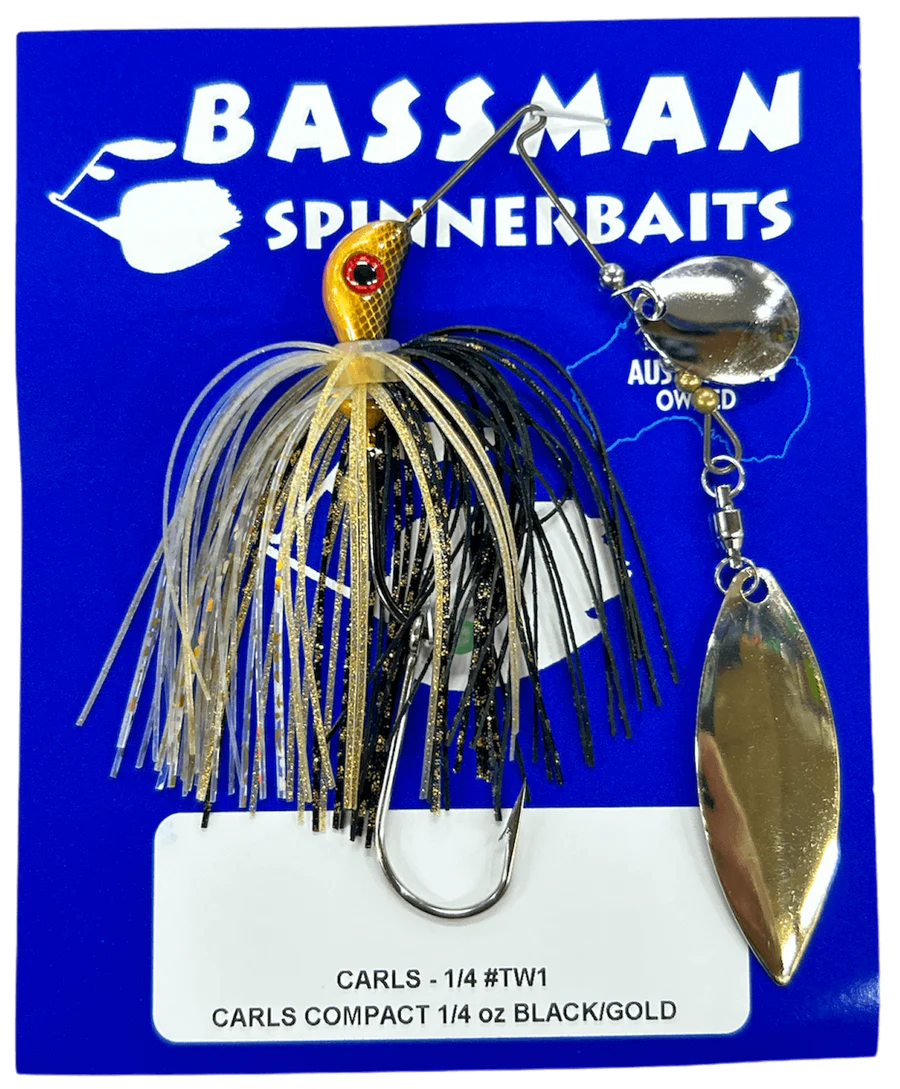 Bassman Carls Compact 1/4oz Spinnerbait Lure TW1 - Black/Gold