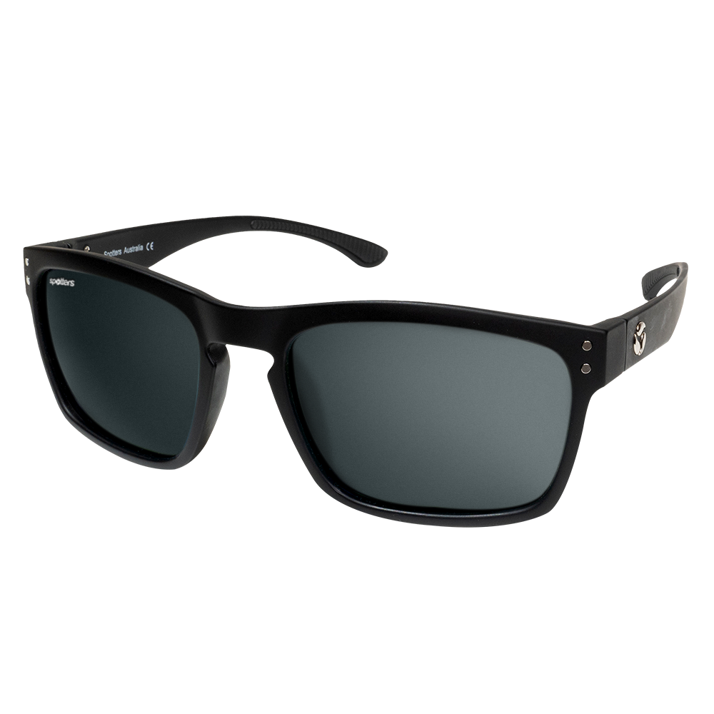 Spotters Crypto Polarised Sunglasses Matt Black - Carbon