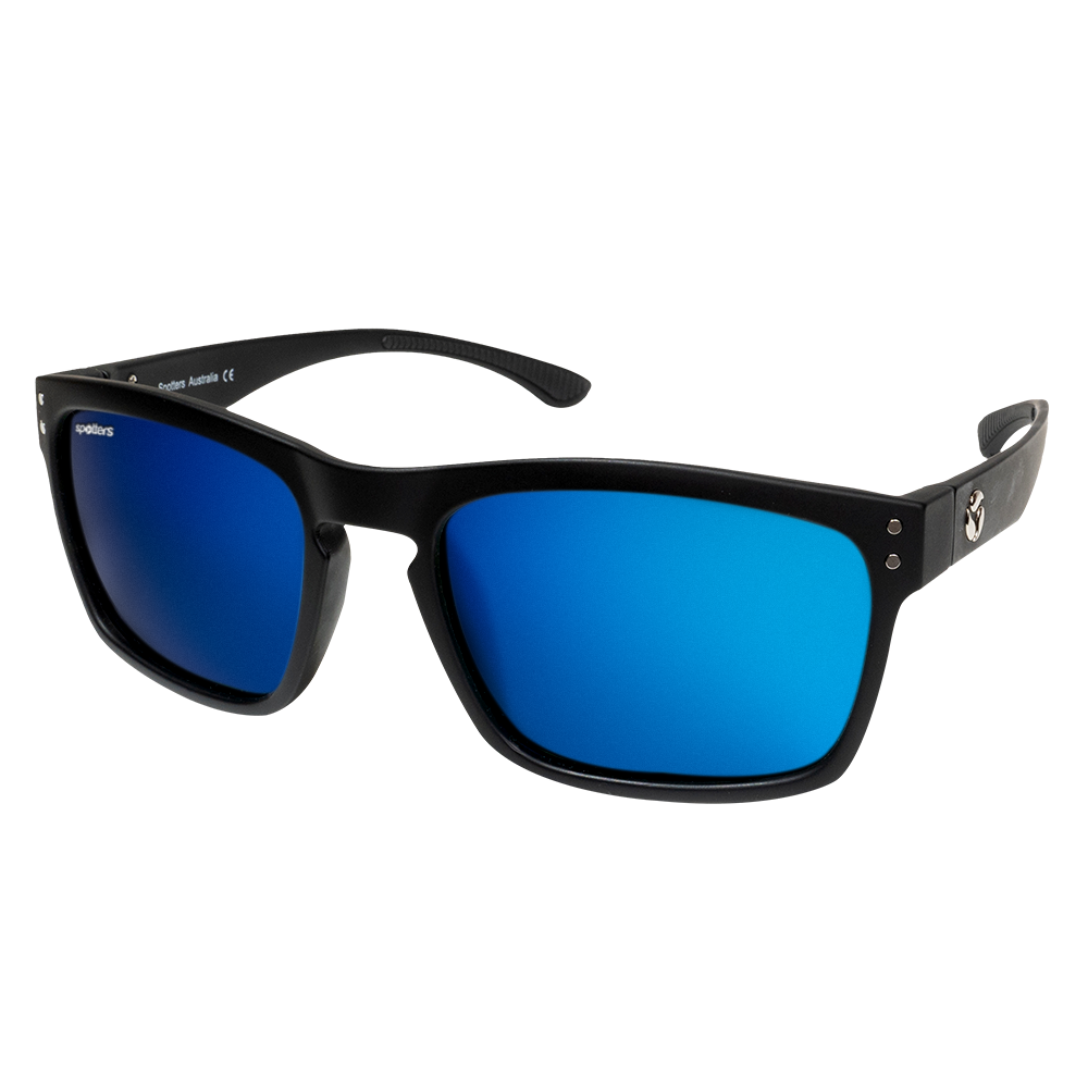 Spotters Crypto Polarised Sunglasses Matt Black - Ice Blue