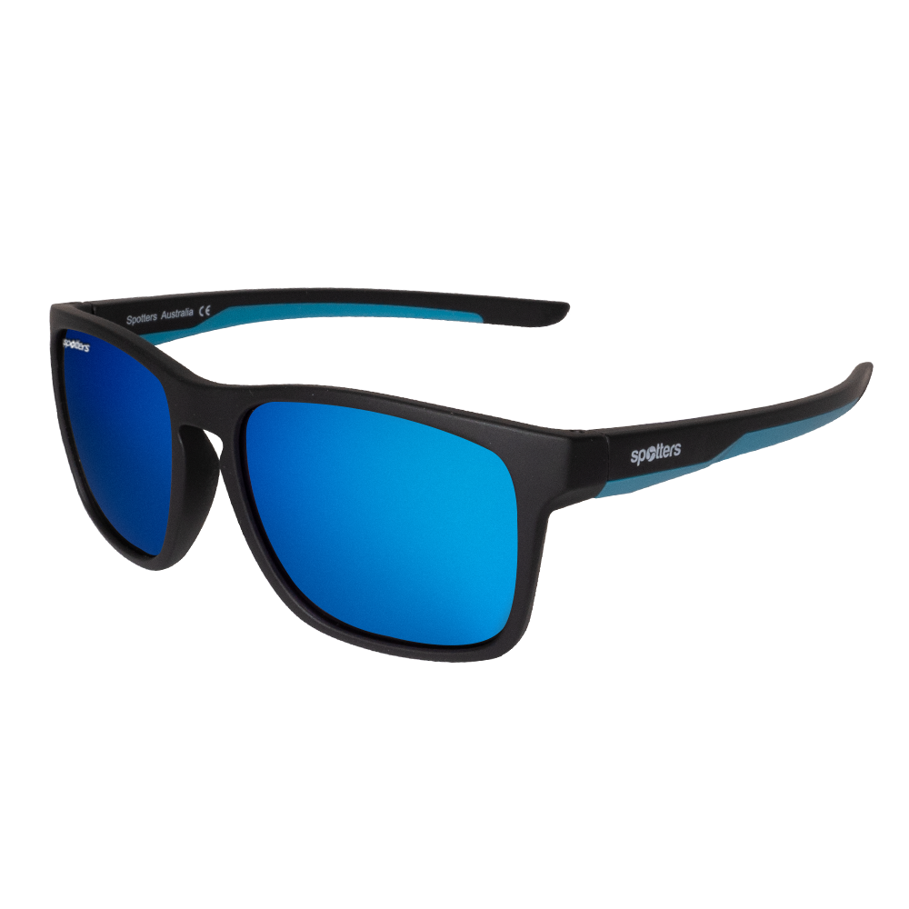Spotters Premium Kids Dingo Polarised Sunglasses Matt Black - Blue