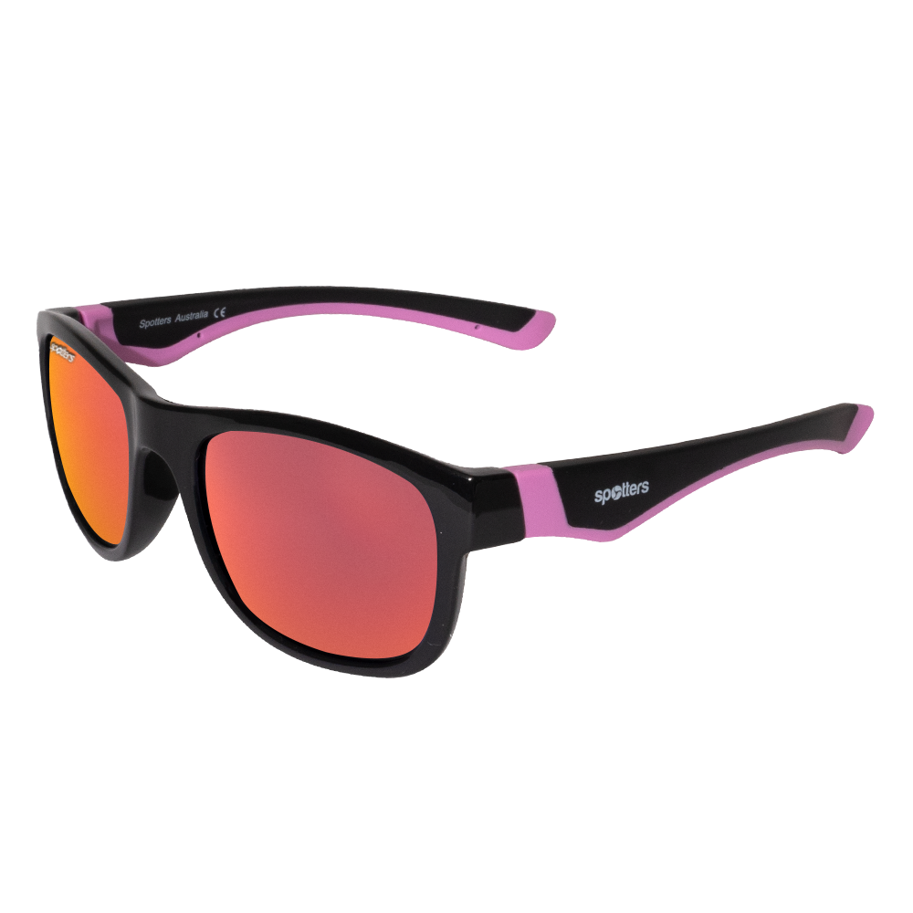 Spotters Premium Kids Emu Polarised Sunglasses Matt Black - Red
