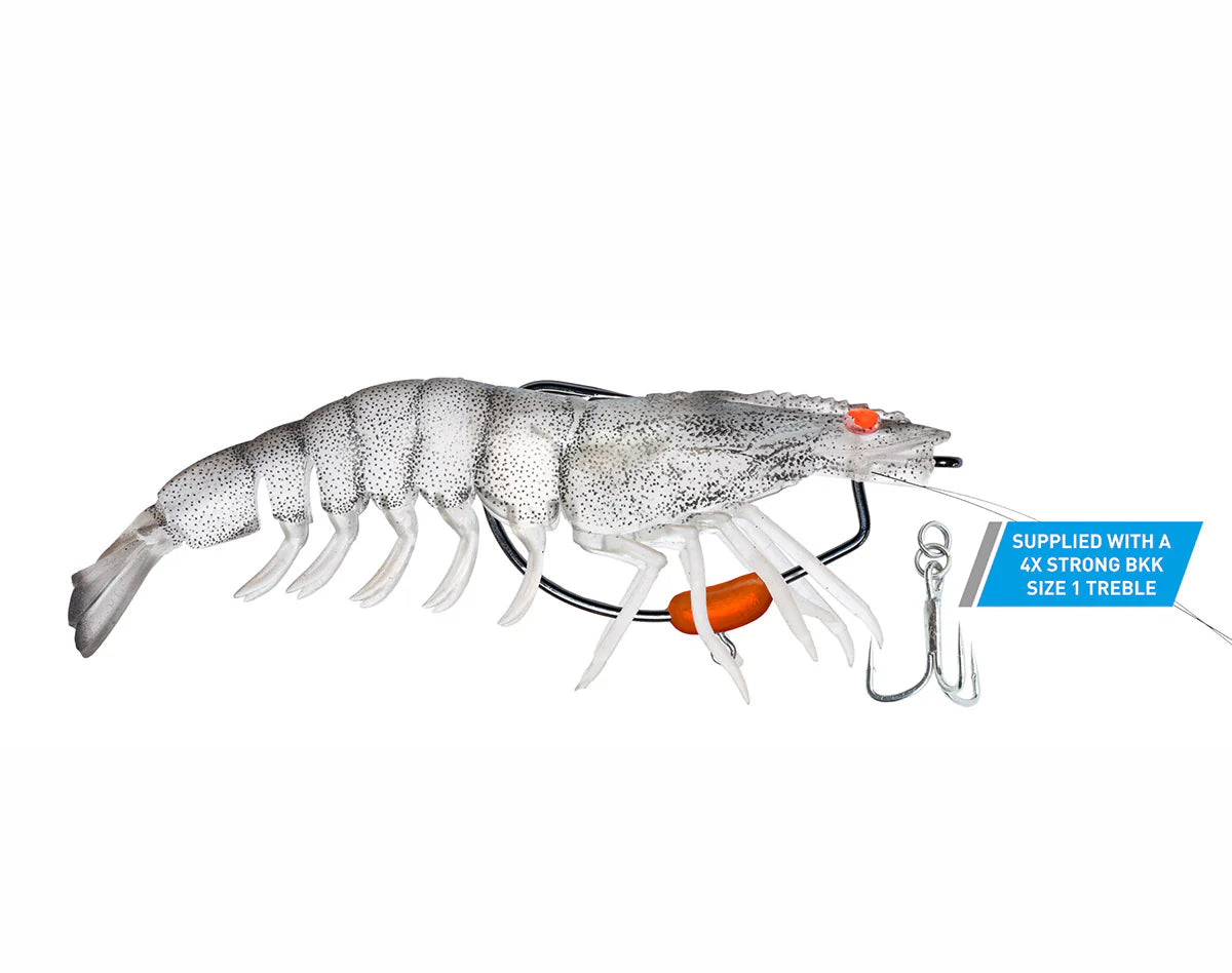 Chasebaits King Flick Prawn 180mm 49g Soft Plastic Lure Crystal Prawn