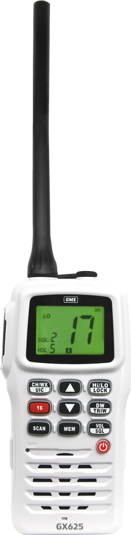 GME GX625W 5/1 Watt Handheld VHF Marine Radio White