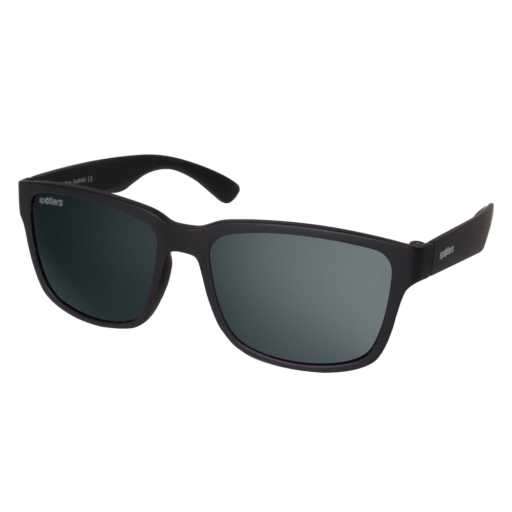 Spotters Premium Kids Kanga Polarised Sunglasses Matt Black - Grey