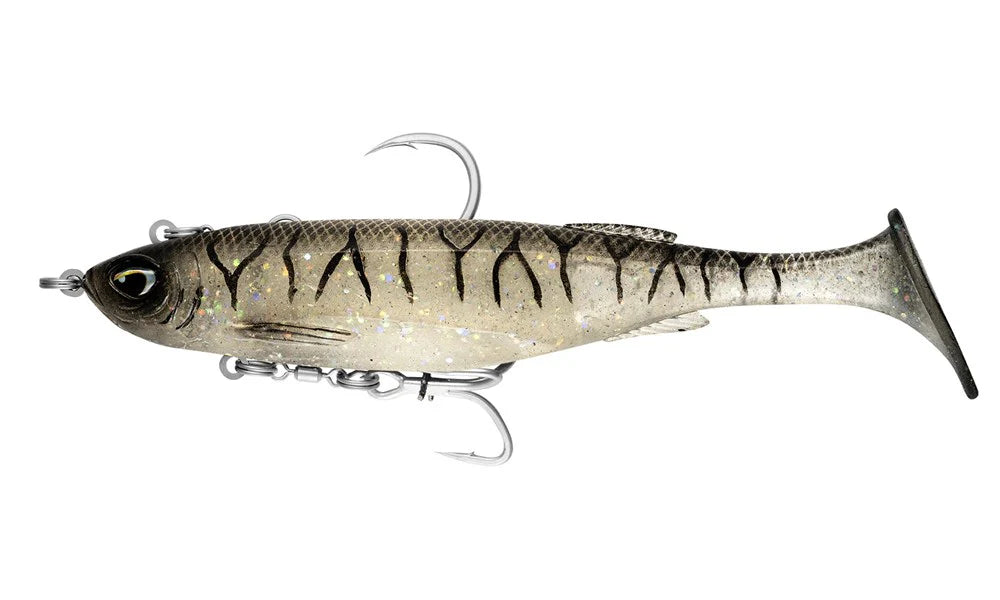 Nomad Live Ops Pre-Rigged Maniax 8in Soft Plastic Swimbait Lure Melting Mullet