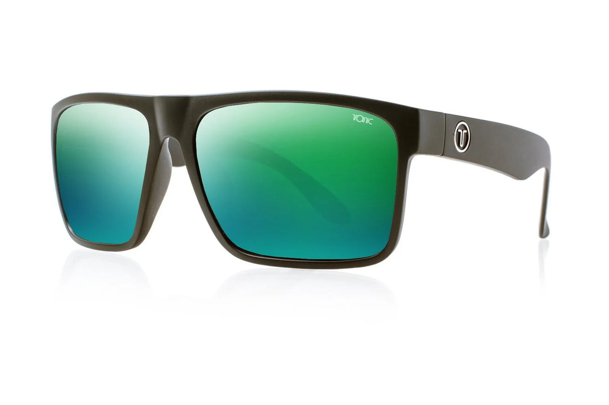Tonic Outback Polarised Sunglasses Matte Black - Green Mirror HD
