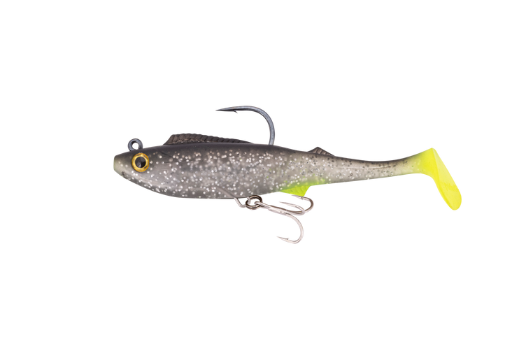 Berkley Shimma Pro Rig 6.5in Soft Plastic Swimbait Lure Silver Chartreuse