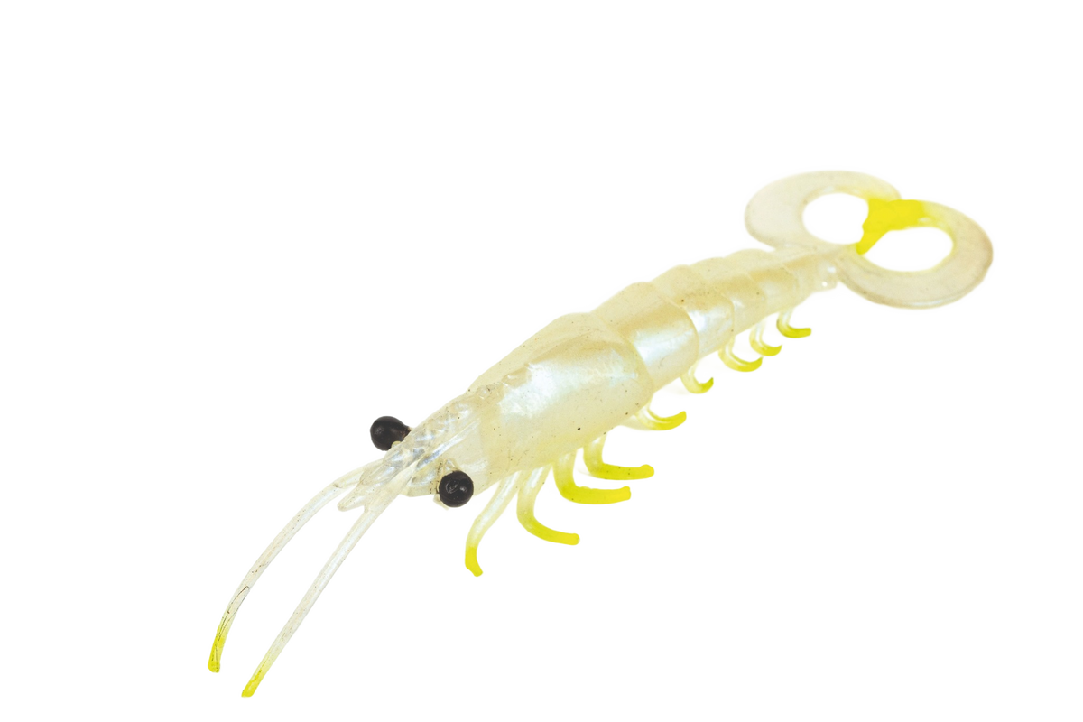 Molix Twin Tail Prawn 5in Soft Plastic Lure Pearl Chartreuse