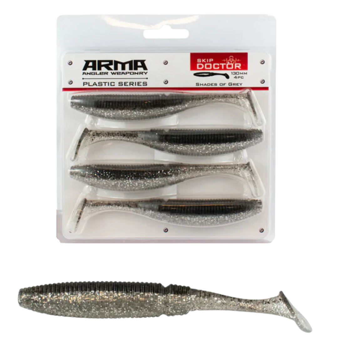 Arma Skip Doctor 130mm Soft Plastic Lure Shades Of Grey