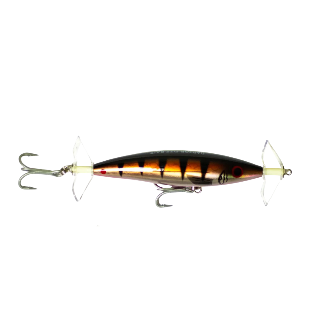 Raptor Lures Fizz Bait 115mm Hard Body Topwater Lure Copper Chrome