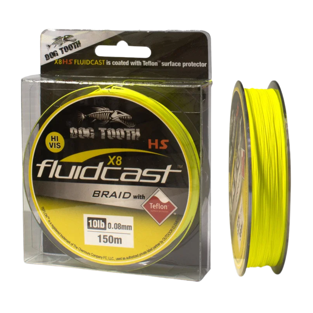 Dog Tooth Fluidcast XT8 Braided Fishing Line Hi Vis Yellow