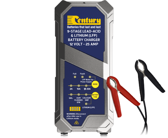 Century CC1225-XLI 9 Stage AGM/Lithium Portable Battery Charger 12v 25ah