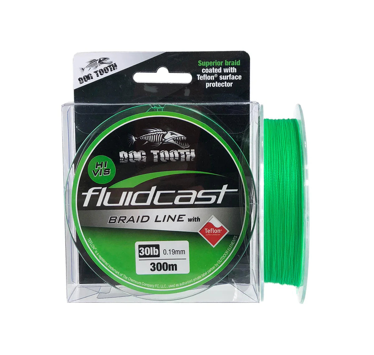 Dog Tooth Fluidcast X4 Braided Fishing Line 300m Hi Vis Green