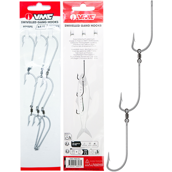 VMC Pre-Made Ganged Hooks With Swivel 3pk