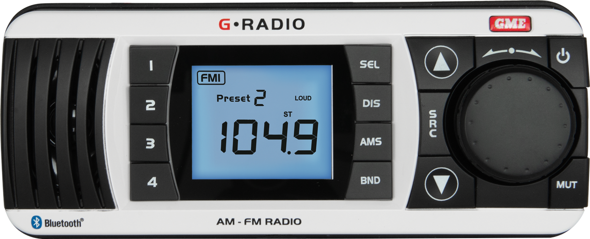 GME GR300BTW Bluetooth AM/FM Marine Stereo White