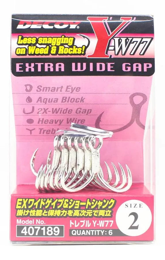 Decoy Y-W77 Extra Wide Gap Treble Hooks