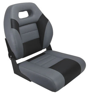 Relaxn Deluxe Sports Fold Down Boat Seat Dark Grey/Black Carbon