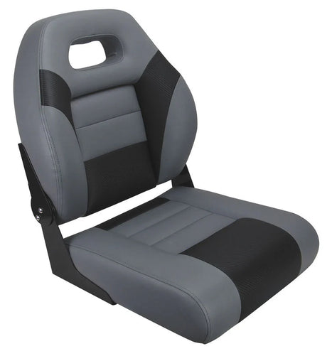 Relaxn Deluxe Sports Fold Down Boat Seat Dark Grey/Black Carbon