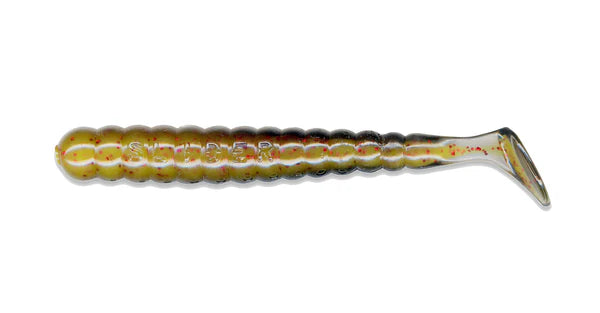 Charlie Brewers Slider Grub 3in Soft Plastic Lure Catalpa Smoke Yellow Core