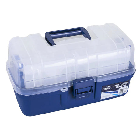 Jarvis Walker Clear Top Tackle Box 3 Tray Blue/Clear