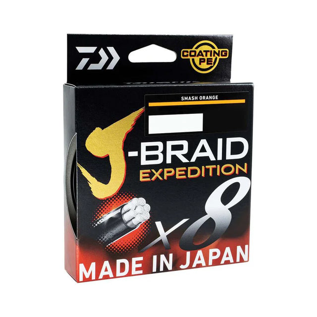 Daiwa J-Braid Expedition X8 Braided Fishing Line 150m Smash Orange