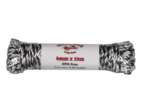 Crab n Gear Sinking Crab Pot Rope 6mm X 10m Black/White