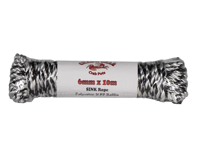 Crab n Gear Sinking Crab Pot Rope 6mm X 10m Black/White
