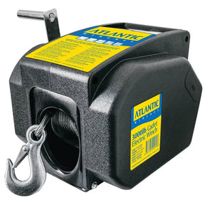 Atlantic 12v Cadet Electric Trailer Winch 3000lb 9m X 5.4mm With Snap Hook