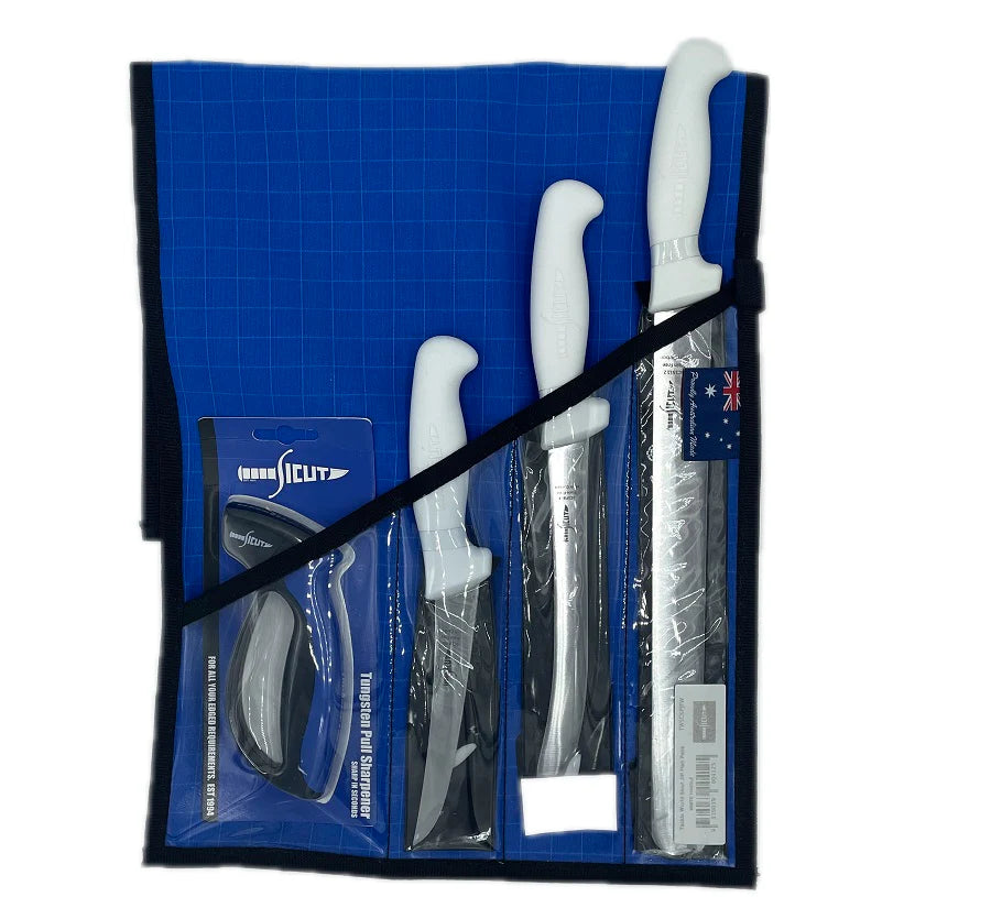 Tackle World Sicut Jiff Fish Filleting Knife Pack Blue Bag