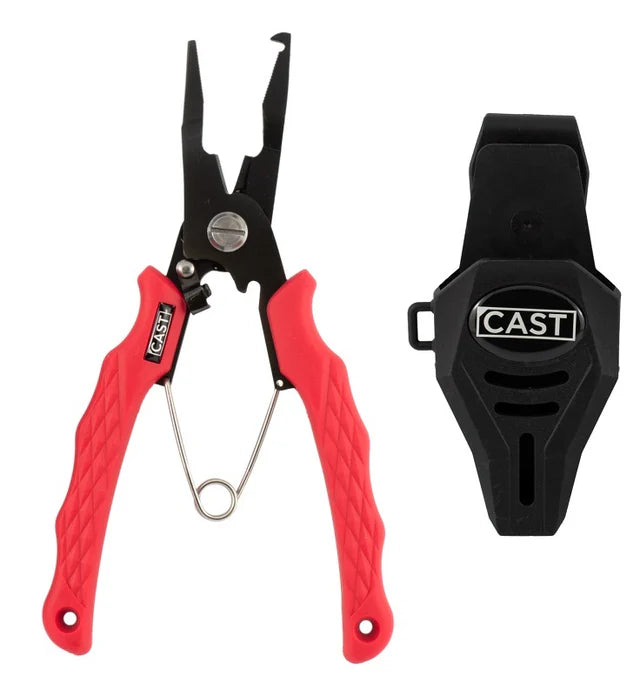 Buku Cast HD Stainless Steel Split Ring Pliers With Sheath Red