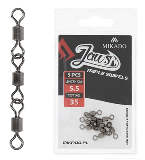 Mikado Jaws Triple Swivels XL 35kg 5pk