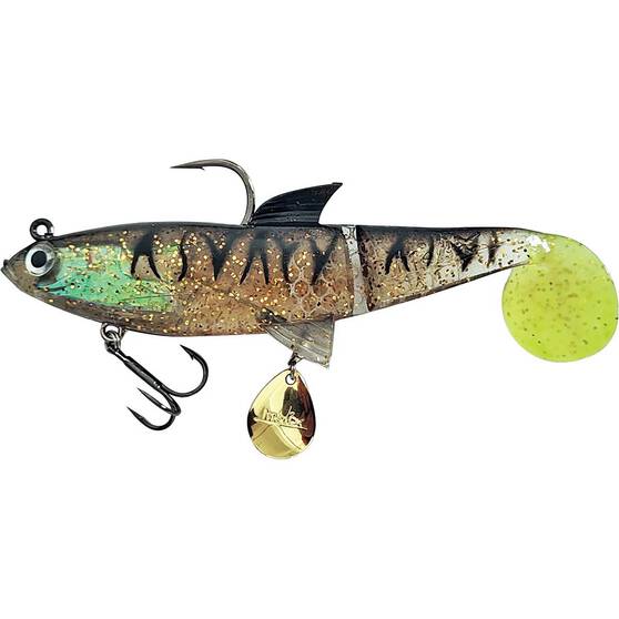 Molix Shad 140mm Soft Plastic Swimbait Lure Black Gold Tiger Chart Tail