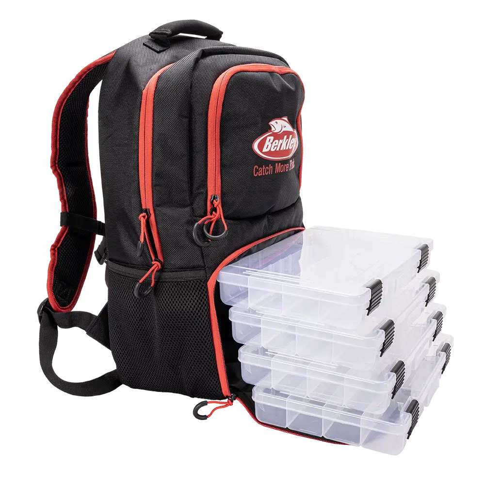 Berkley Backpack With 4 Tackle Trays Red & Black