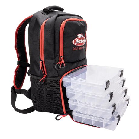 Berkley Backpack With 4 Tackle Trays Red & Black