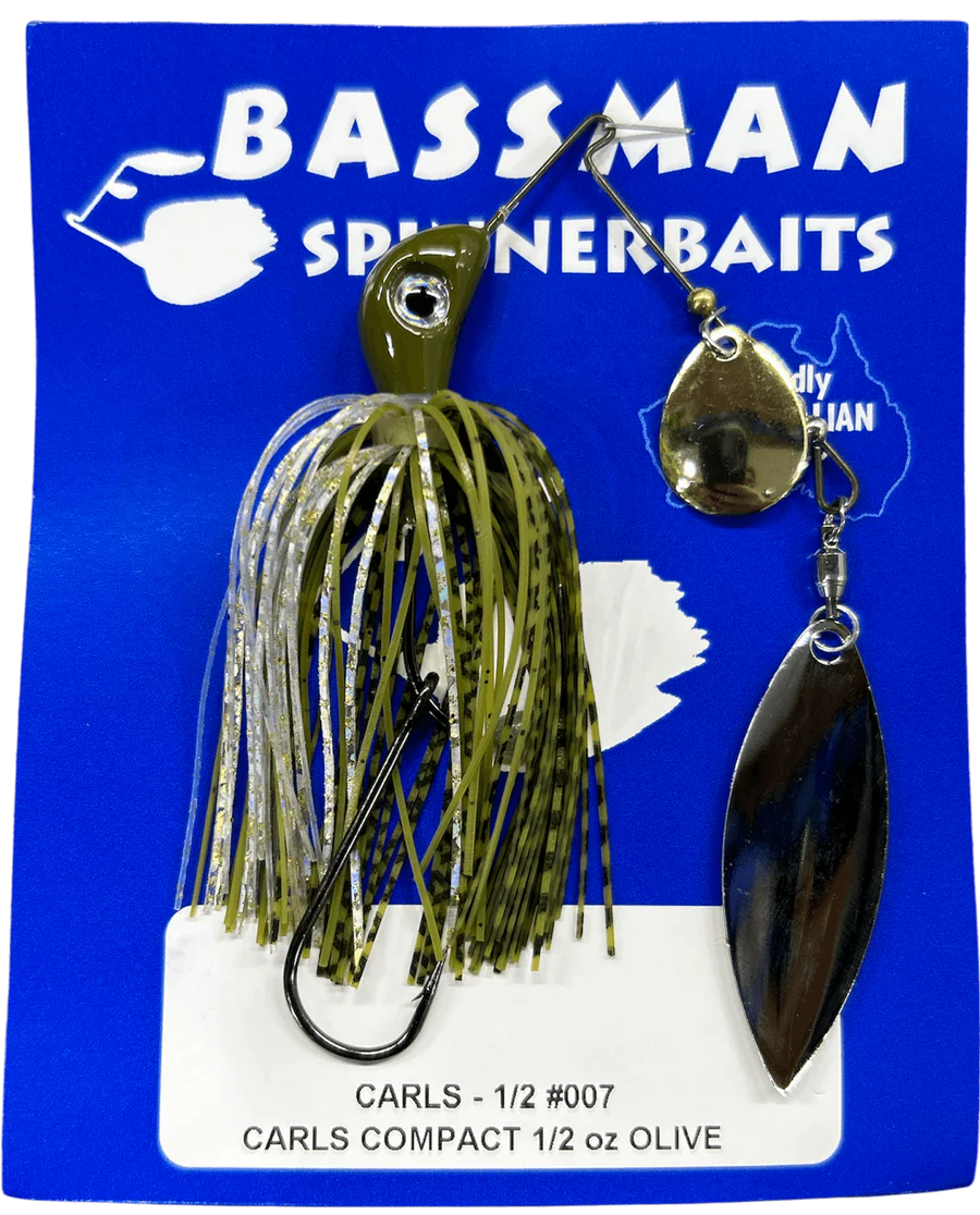 Bassman Carls Compact 1/2oz Spinnerbait Lure 007 - Olive