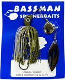 Bassman Carls Compact 1/2oz Spinnerbait Lure 007 - Olive