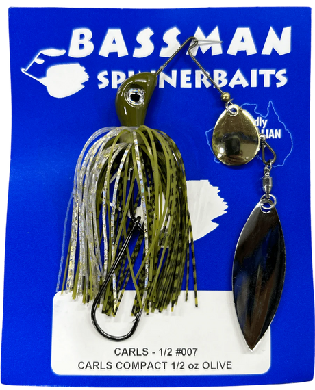Bassman Carls Compact 1/2oz Spinnerbait Lure 007 - Olive