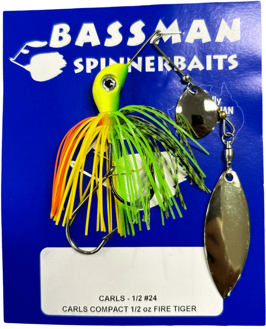 Bassman Carls Compact 1/2oz Spinnerbait Lure 24 - Fire Tiger
