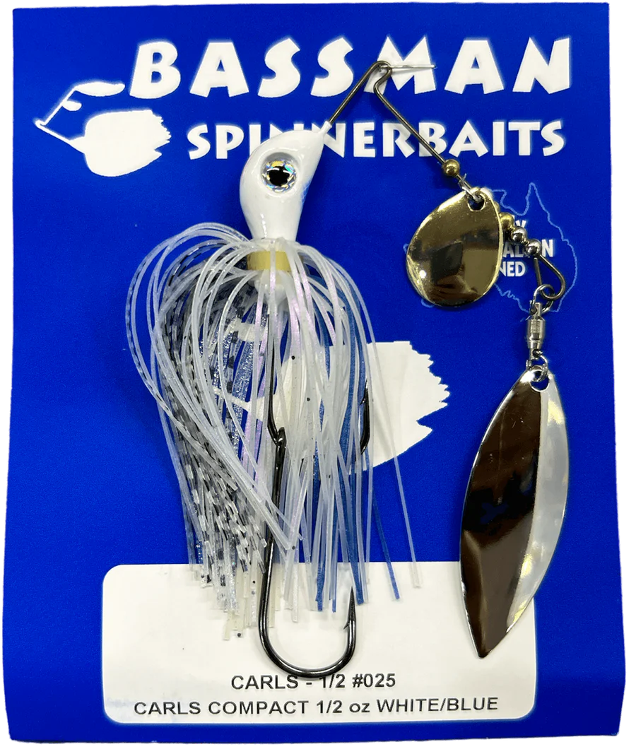 Bassman Carls Compact 1/2oz Spinnerbait Lure 025 - White/Blue