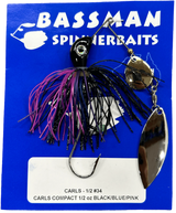 Bassman Carls Compact 1/2oz Spinnerbait Lure 34 - Black/Blue/Pink