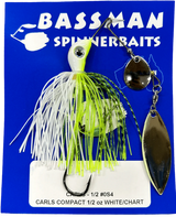 Bassman Carls Compact 1/2oz Spinnerbait Lure 0S4 - White/Chart