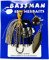 Bassman Carls Compact 1/2oz Spinnerbait Lure TW1 - Black/Gold