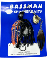 Bassman Carls Compact 1/2oz Spinnerbait Lure TW3 - Black/Orange
