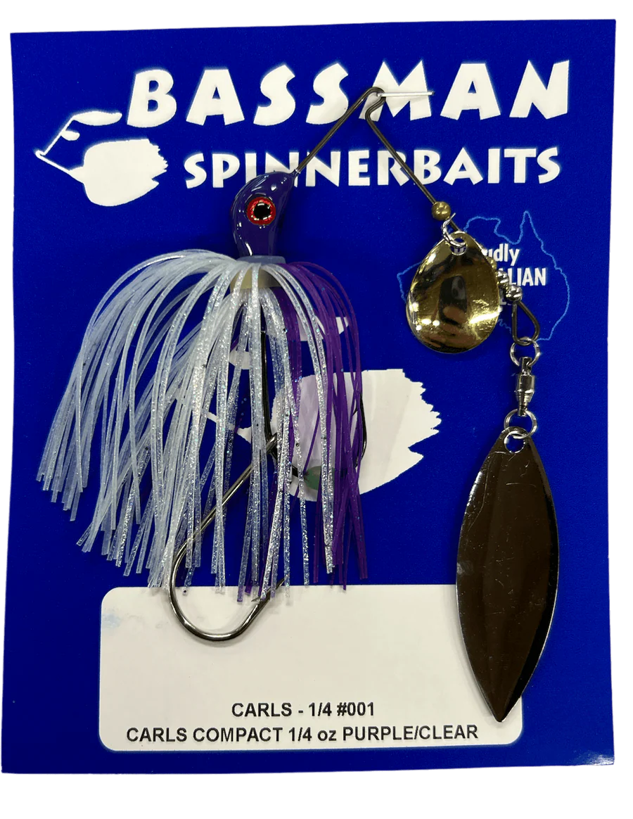 Bassman Carls Compact 1/4oz Spinnerbait Lure 001 - Purple/Clear