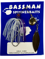 Bassman Carls Compact 1/4oz Spinnerbait Lure 001 - Purple/Clear