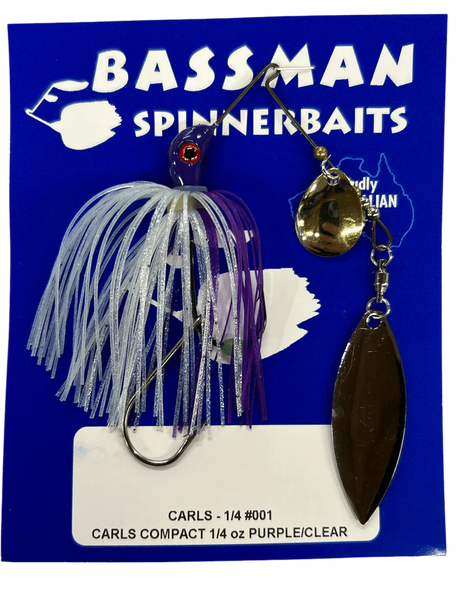 Bassman Carls Compact 1/4oz Spinnerbait Lure 001 - Purple/Clear